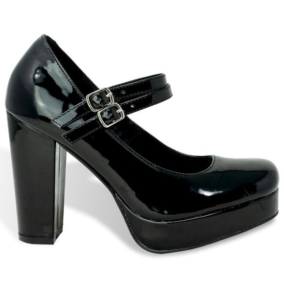 Chase + Chloe Shoes - Women’s Vintage Chunky Platform Block Heel Mary Janes with Double Straps